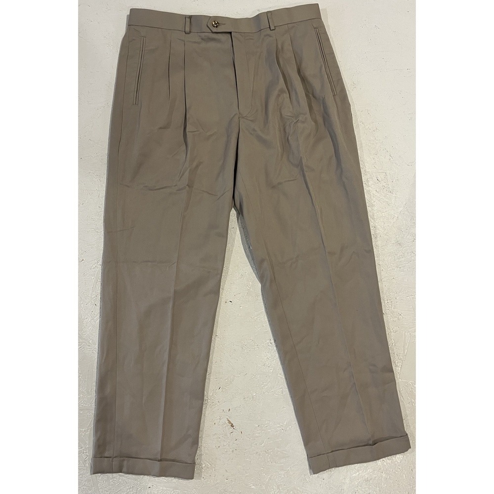 Bugle Boy Company Khaki Chino Pants Double Pleated Front 38x30 Vintage 90's